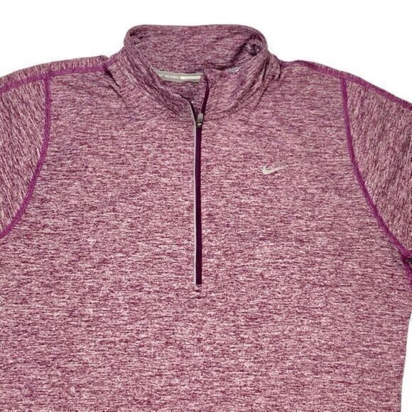 Nike Dri-Fit Track Jacket Womens L Burgundy Quarter Zip Athletic Running Pull On - Picture 3 of 16